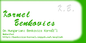 kornel benkovics business card